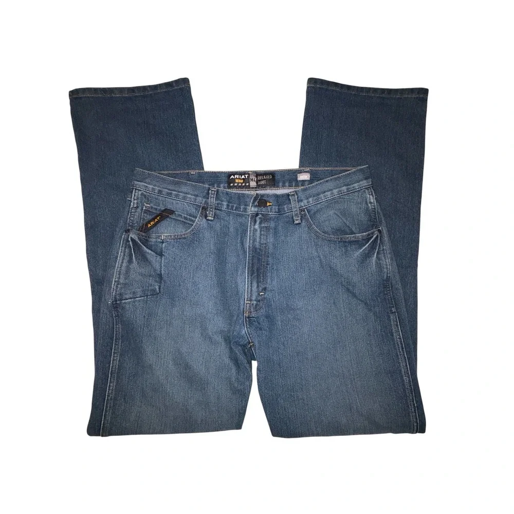 Ariat Men's Rebar M4 Relaxed Boot Cut Jeans Size 36x36 Blue Denim Workwear